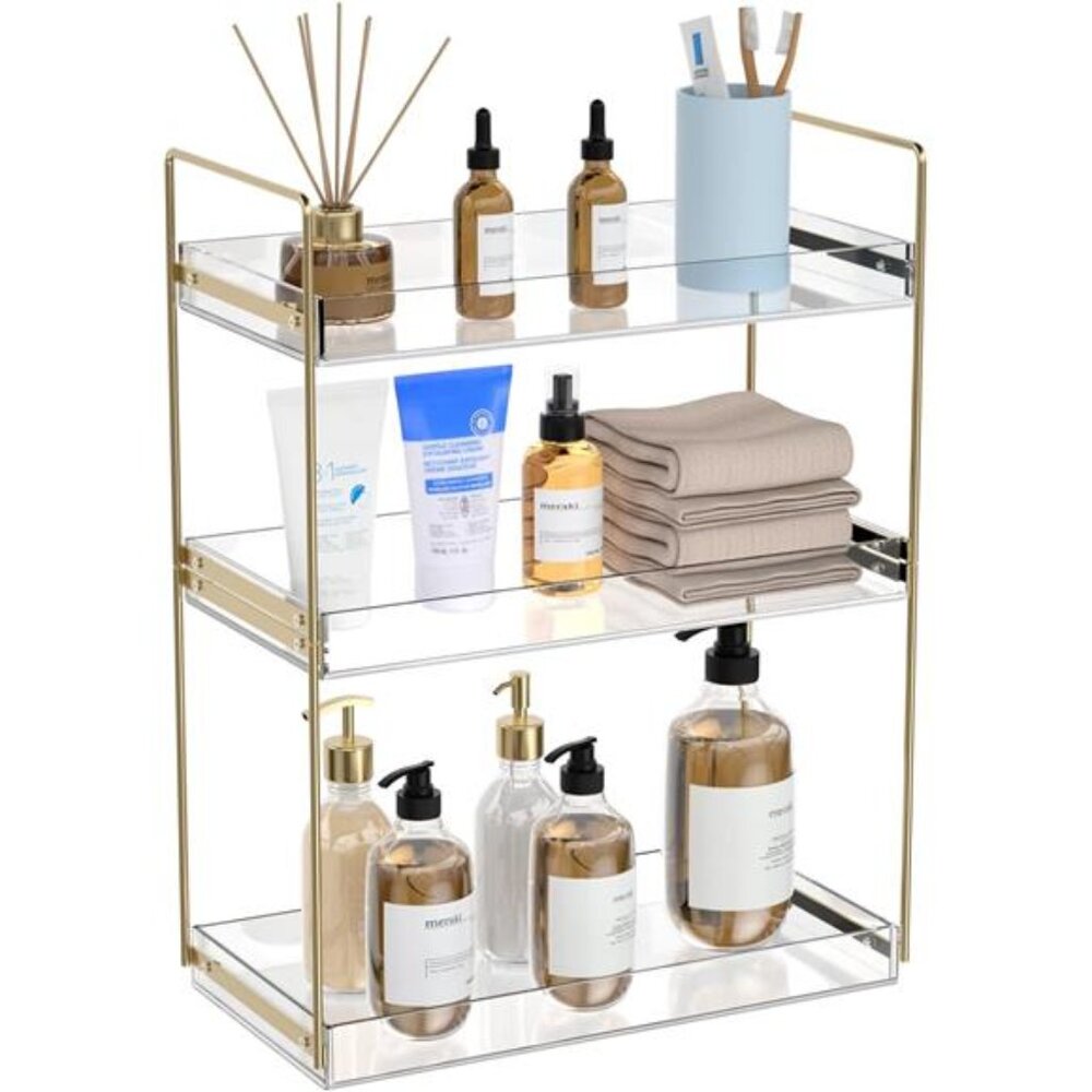 Bathroom Countertop Organizer, Acrylic Tray Vanity Counter Organizer Shelf